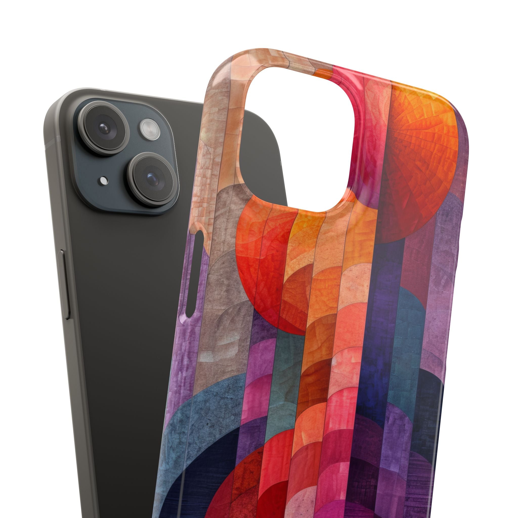 Purple Orange Abstract - Slim iPhone 15 Phone Case