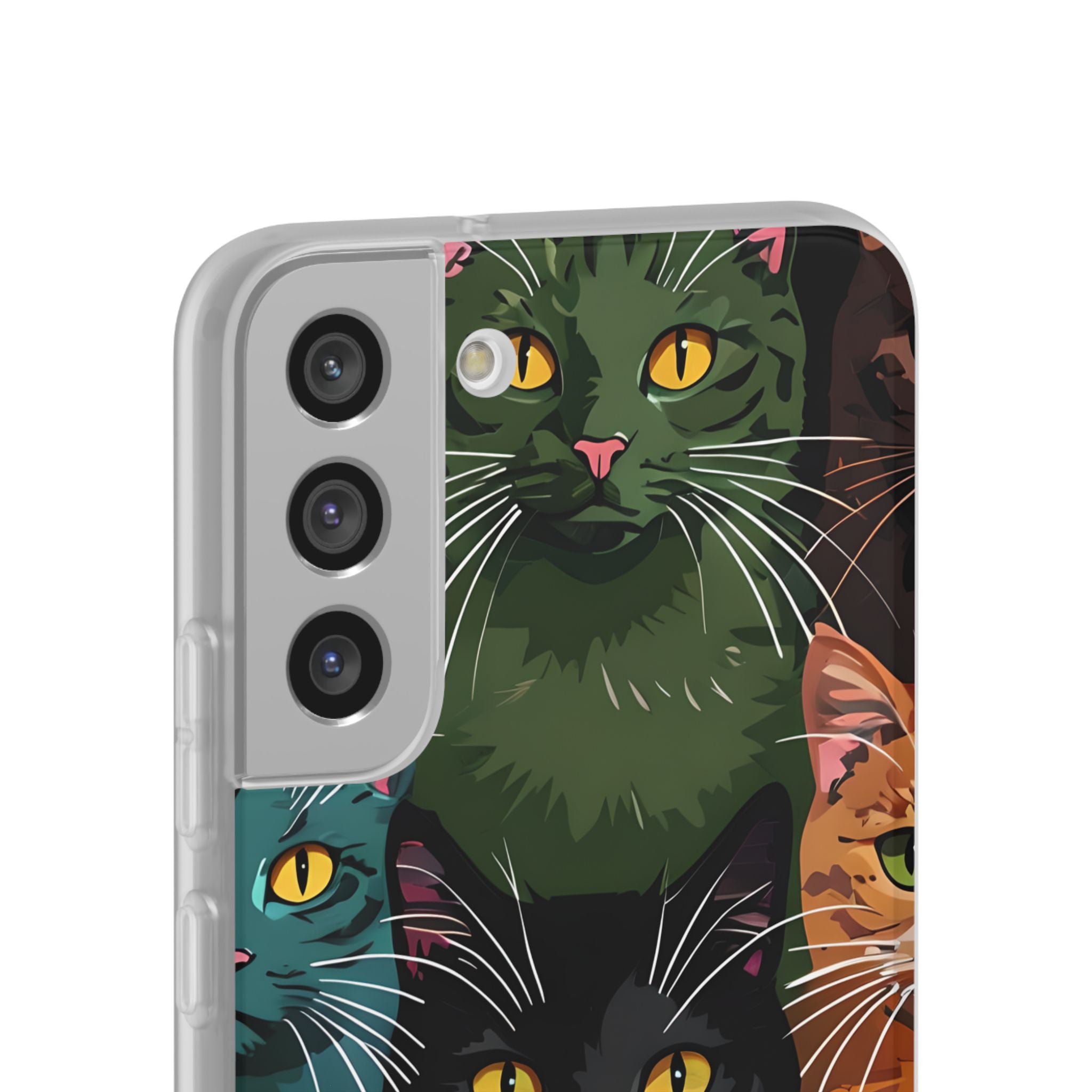 Teal Cat Grid Samsung S22 Plus Case - Soft