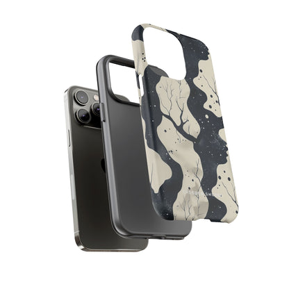 Organic Fluid Silhouettes with Cosmic Depth iPhone 14 - Tough Phone Case