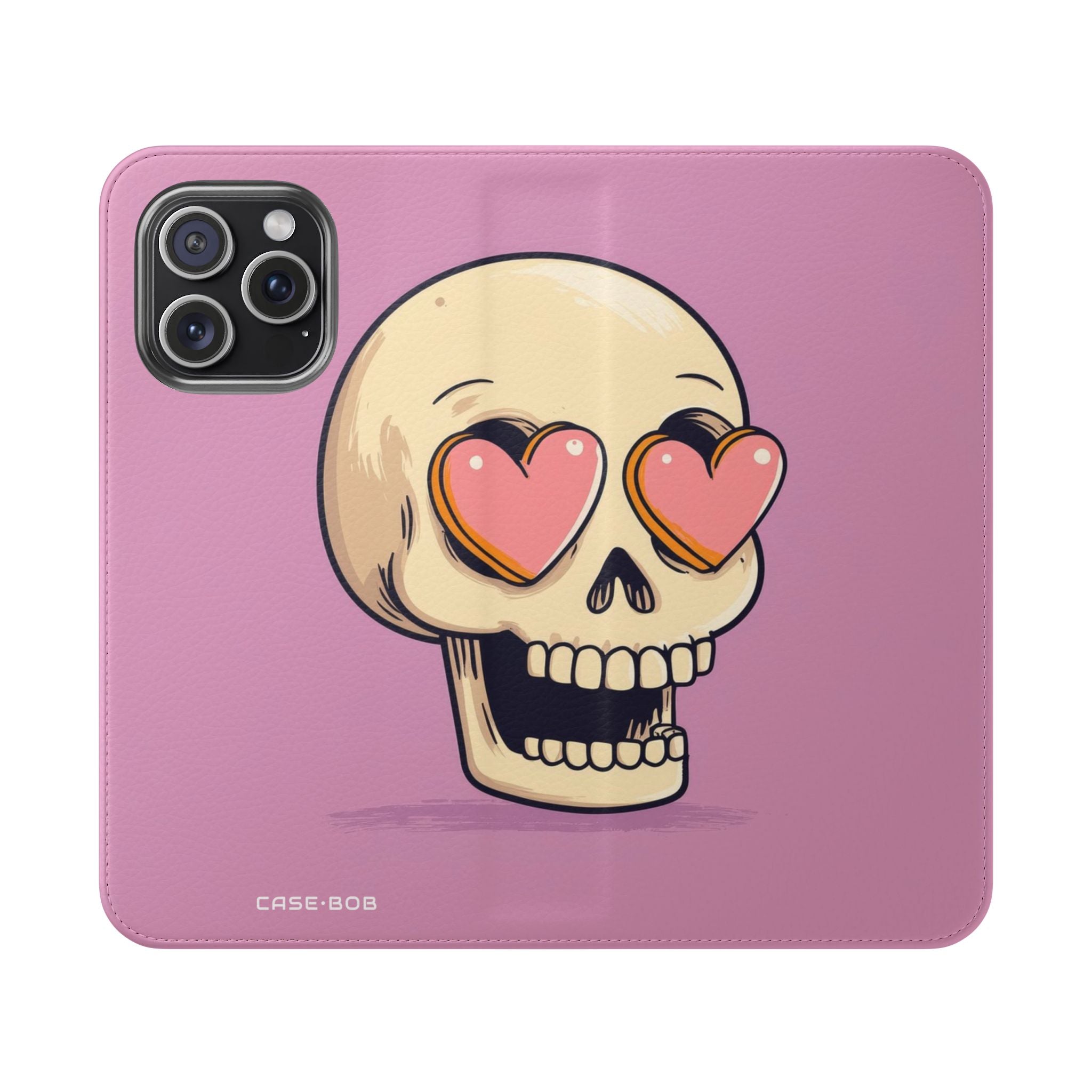 Heart Eyes Skull - iPhone 15 Pro Max Case - Wallet