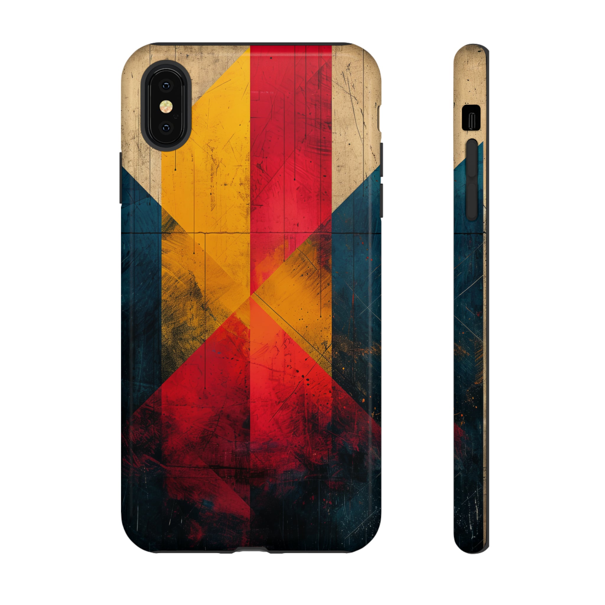 Center Point Bright Red Geometry - Protective Phone Case