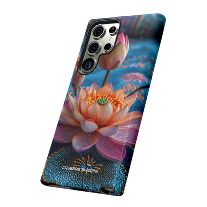 Vibrant Lotus Embroidery - Tough Samsung S23 Phone Case