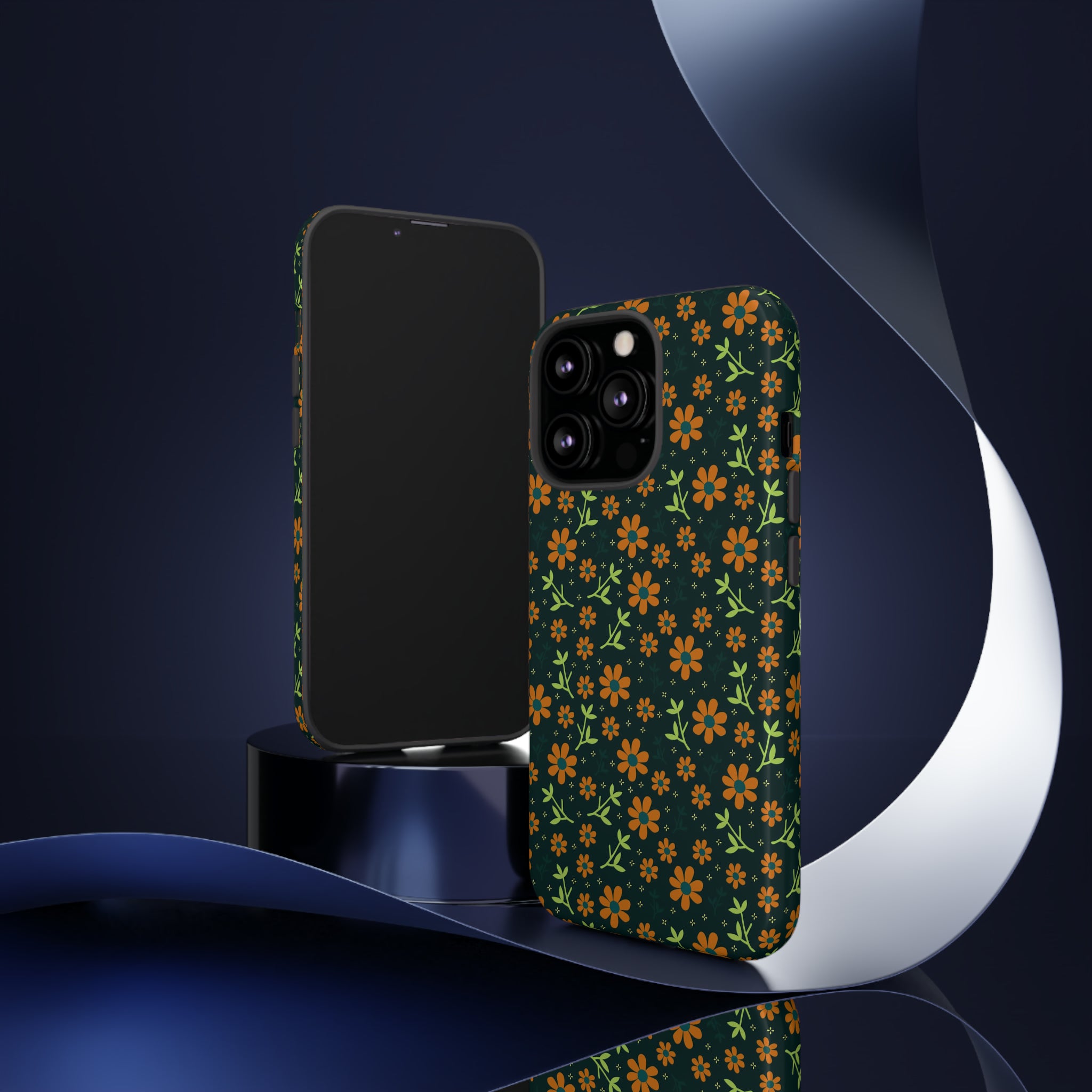 Green Flower Pattern - Protective Phone Case