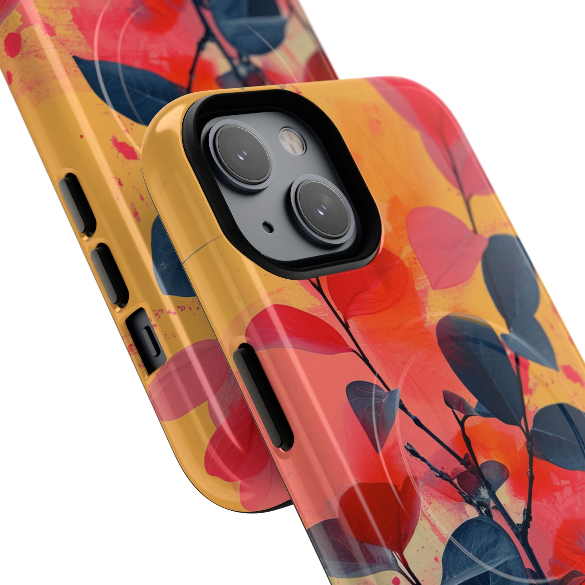 Yellow Botanical Splash - Tough + MagSafe® iPhone 14 Phone Case