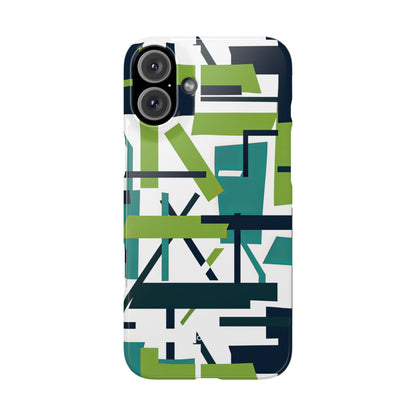 Green Geometry Glide iPhone 16 - Slim Phone Case