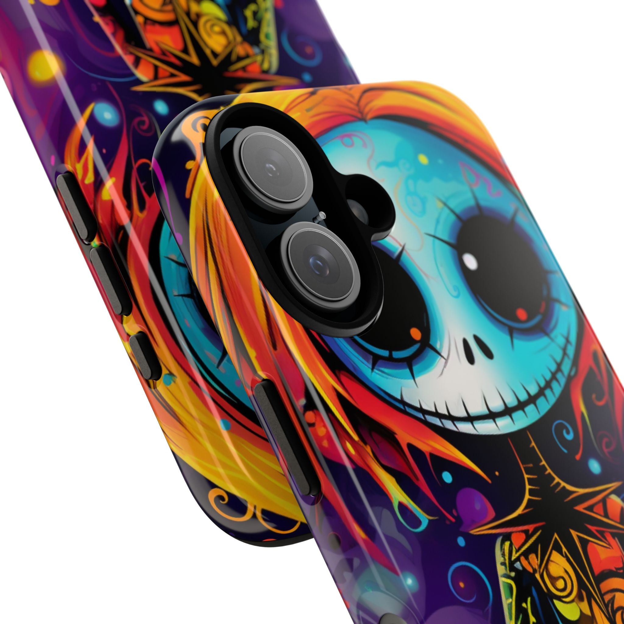 Blue Skull Swirl iPhone 16 Plus Case - Tough