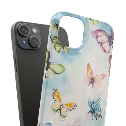 Watercolor Butterfly Bliss - Slim iPhone 15 Phone Case