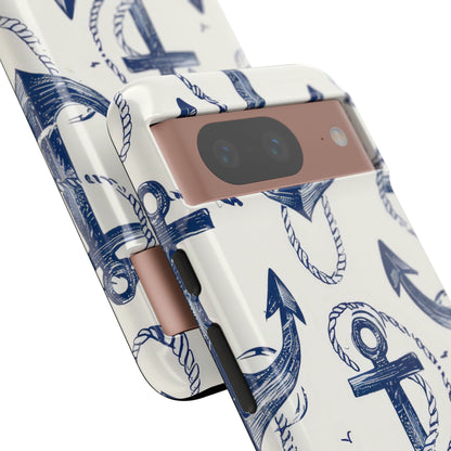 Navy Anchor Tapestry Google Pixel 8 - Tough