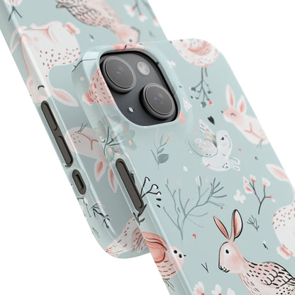 Whimsical Bunny Blossom - Slim iPhone 15 Phone Case