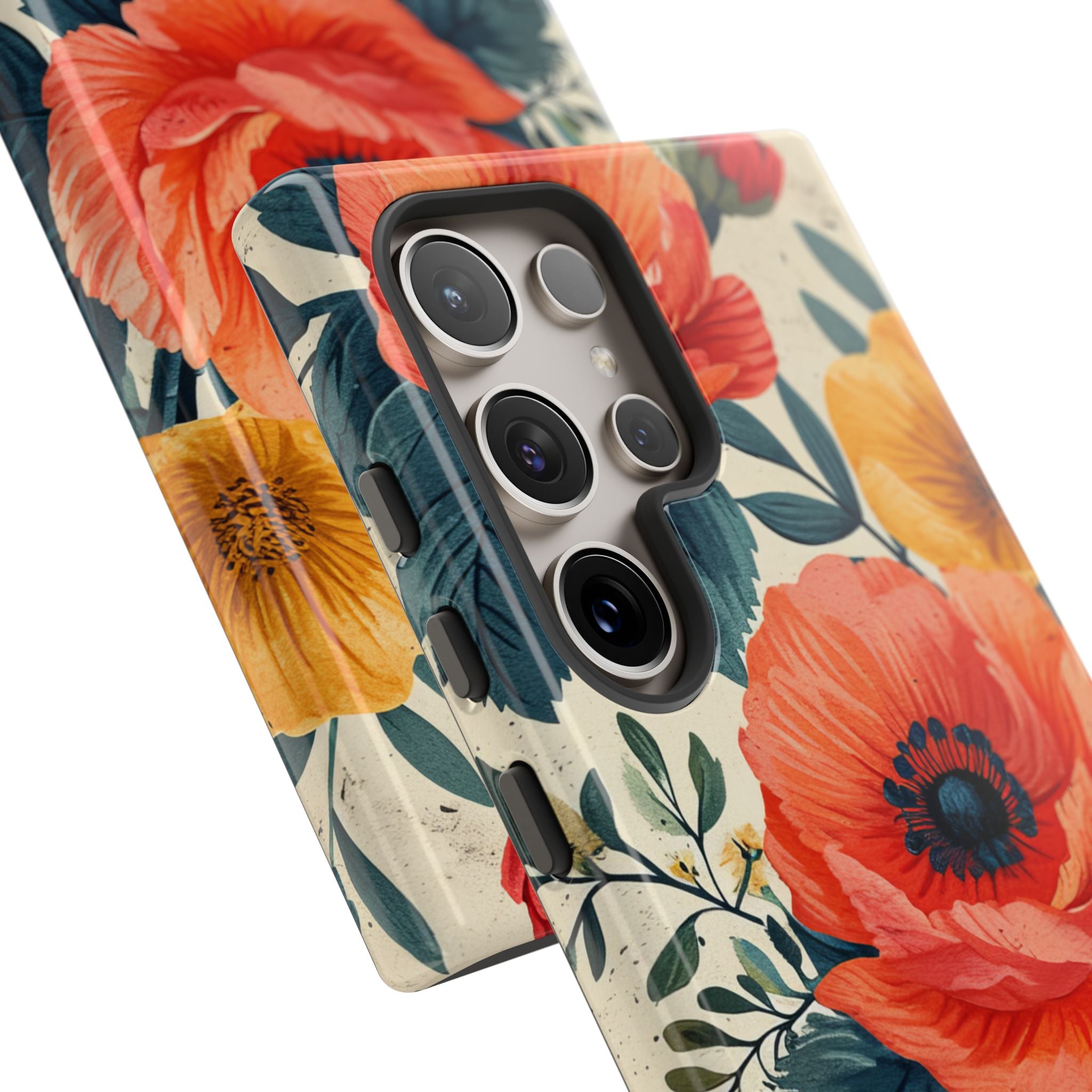 Vibrant Botanical Poppies - Tough Samsung S24 Phone Case