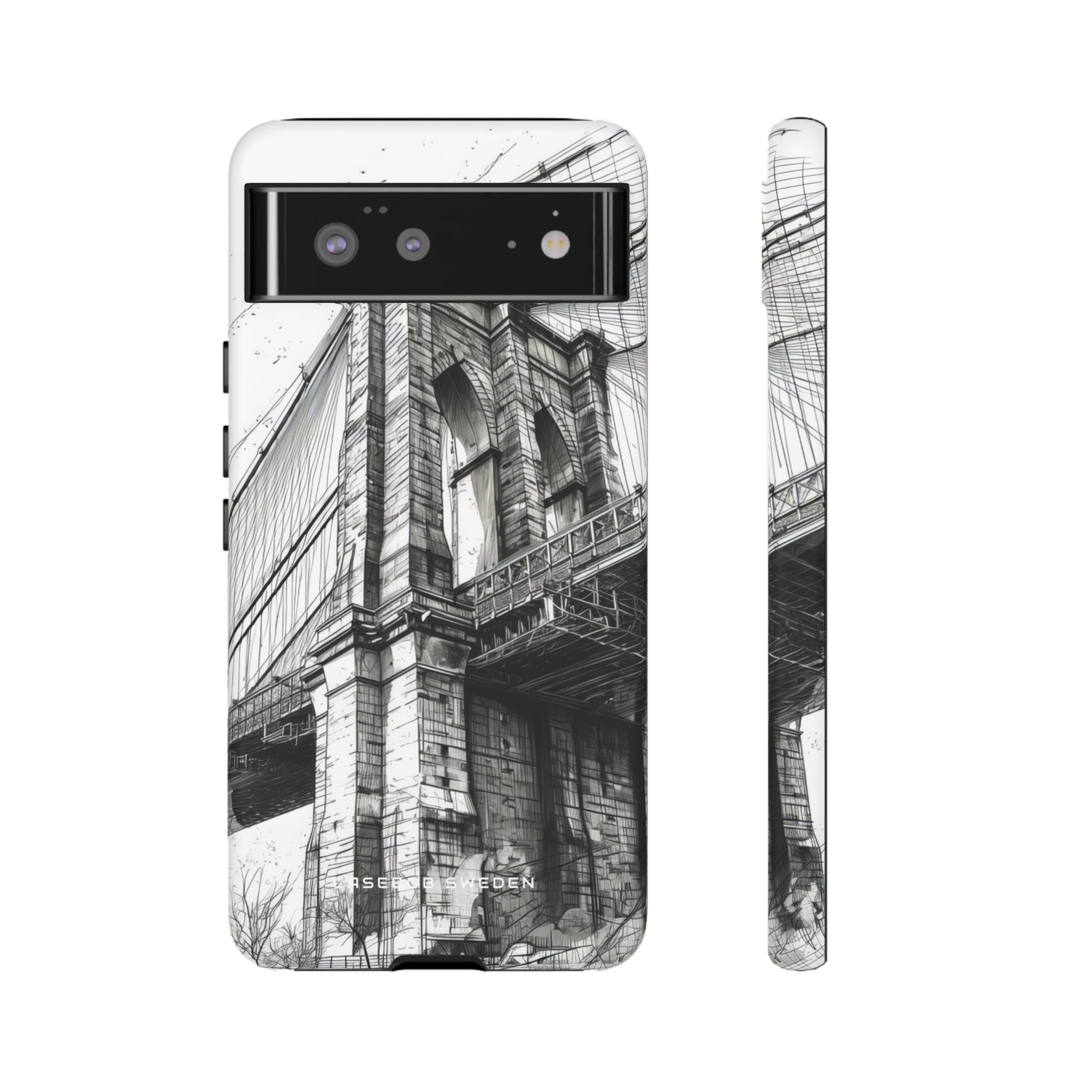 Suspension Bridge Line Art Illustration Google Pixel 6 - Tough Phone Case