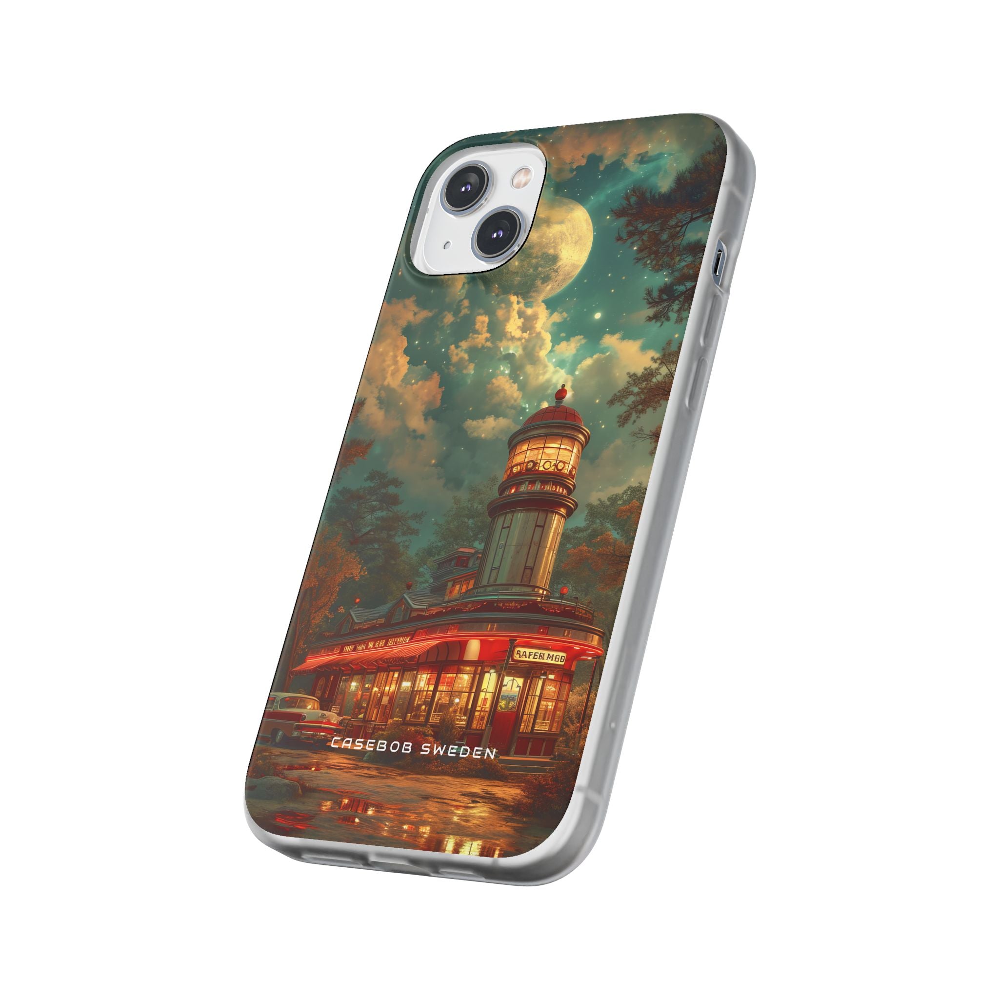 Vintage Moonlit Diner Fantasy iPhone 14 - Flexi Phone Case