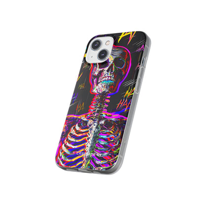 Neon Skeleton Laugh iPhone 14 Case - Soft
