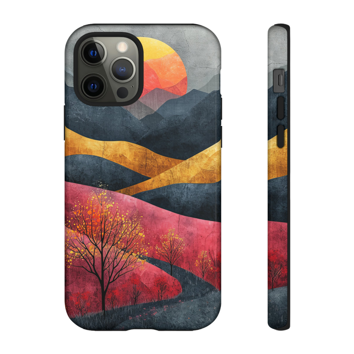 Nature's Geometry: Bright Sunset Mountain - Protective Phone Case