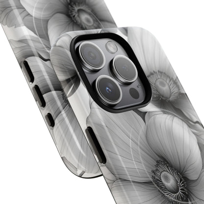Graustufen-Blumenharmonie iPhone 15 – Robust+