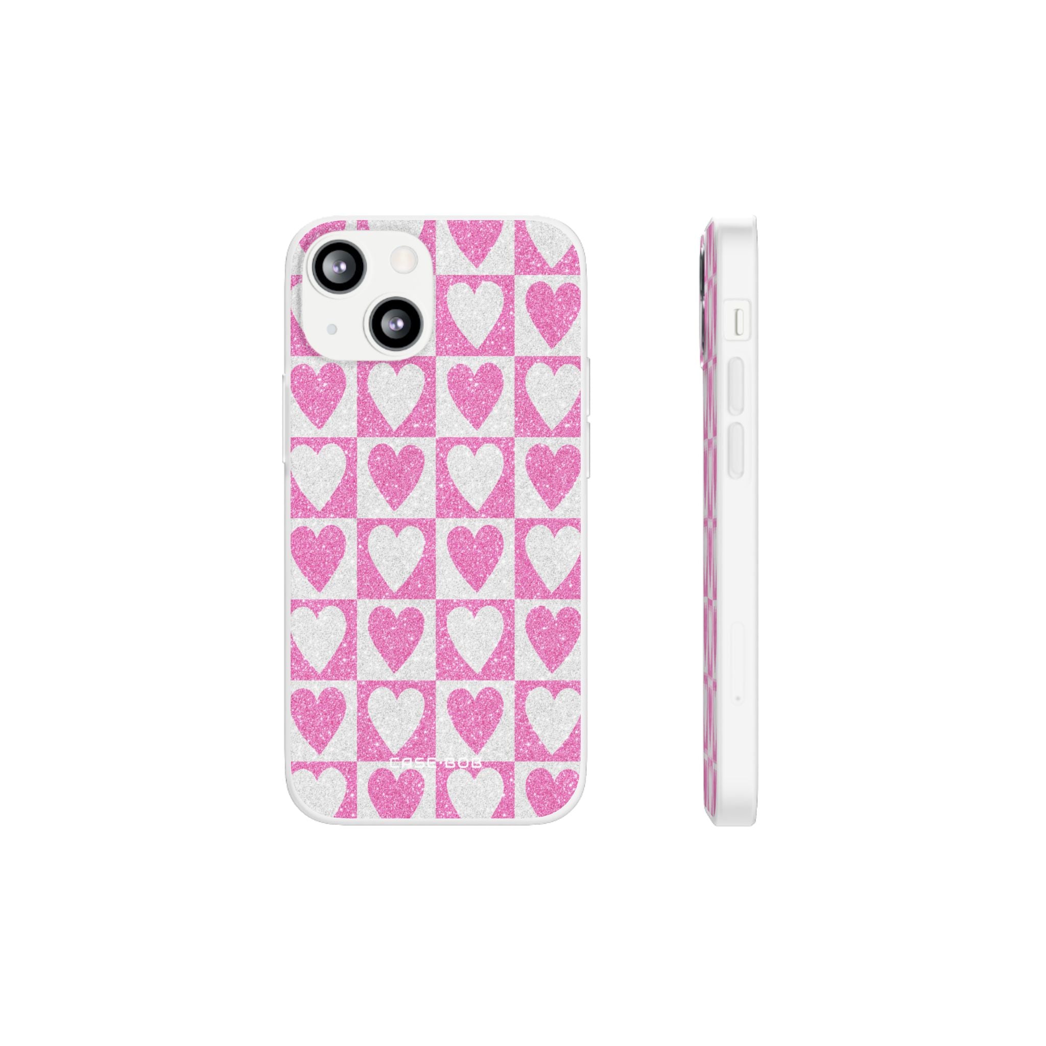 Glitter Heart Grid iPhone 13 mini Case - Soft