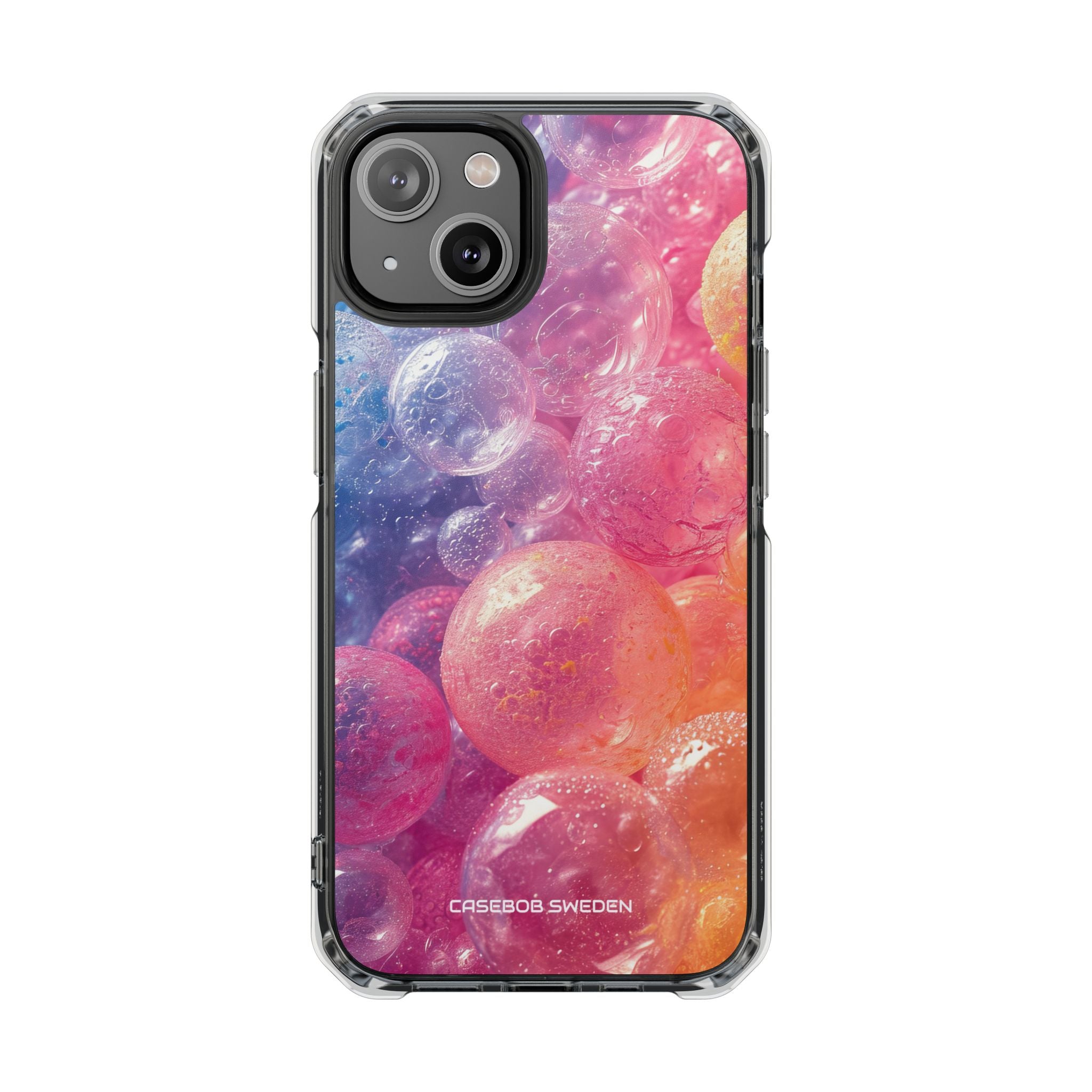 Pink Blue Glossy Spheres - Clear Impact iPhone 14 Phone Case