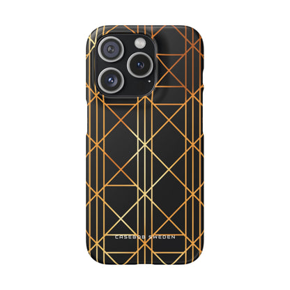 Golden Geometric Elegance iPhone 15 - Slim Phone Case