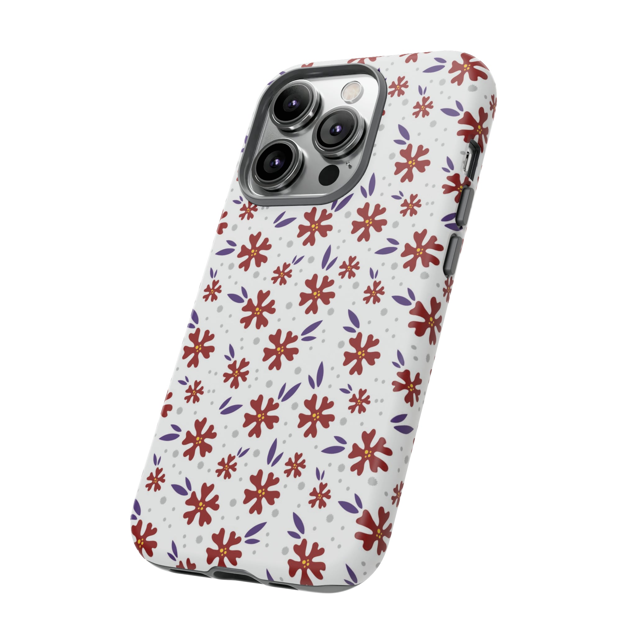 Red Flower Pattern - Protective Phone Case