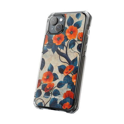 Orange Blossoms Mosaic Harmony iPhone 15 - Clear Impact Phone Case