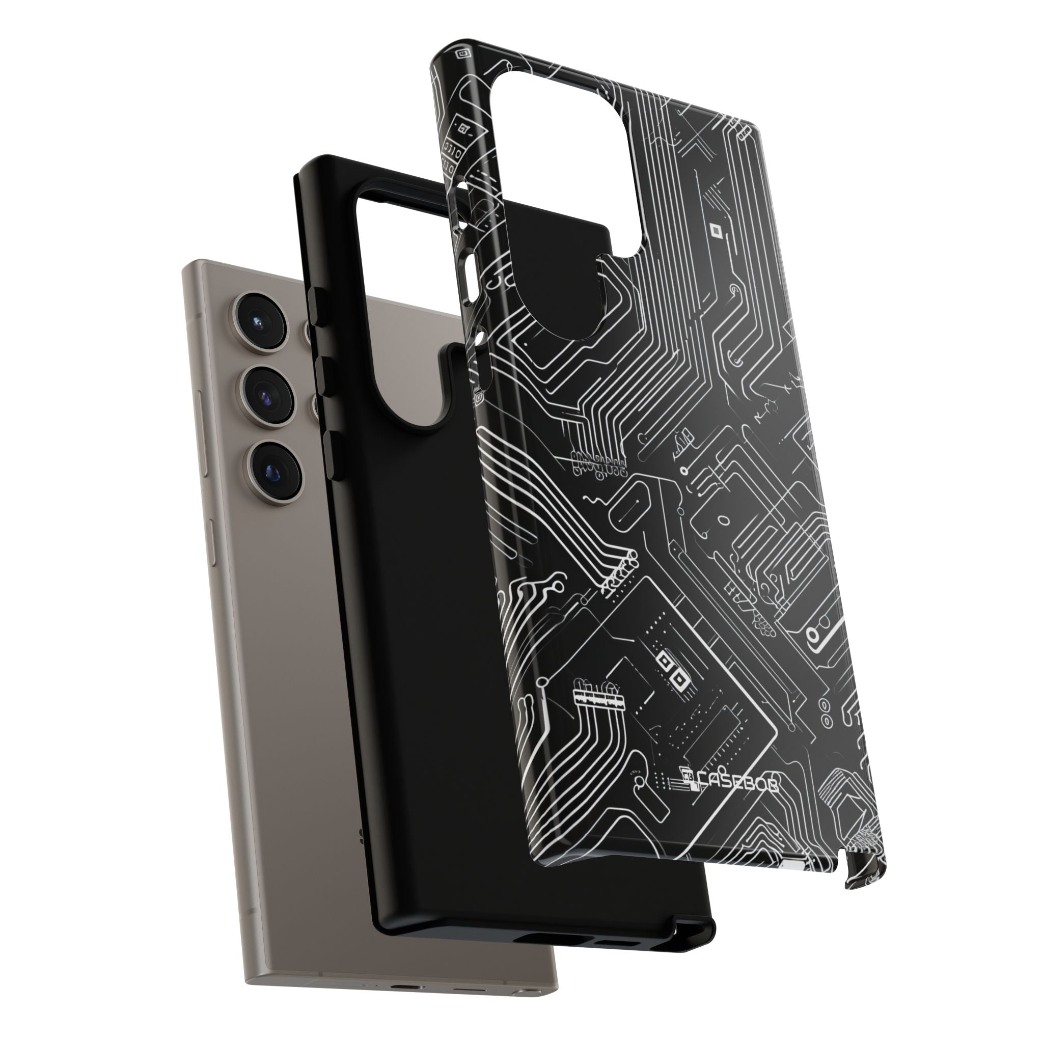 Circuitry Dreams: Abstract Black Design - For Samsung S24