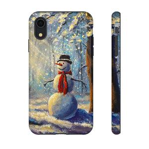 Oil painting - Happy Snowman - Protective Phone Case