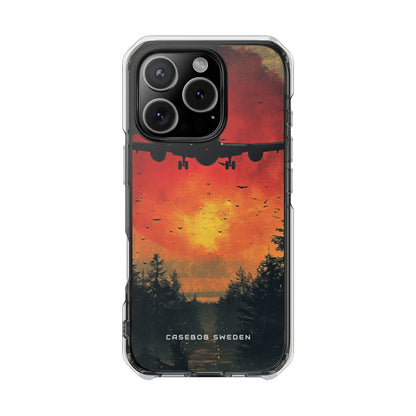 Vintage Sunset Airplane Silhouette iPhone 16 - Clear Impact Phone Case