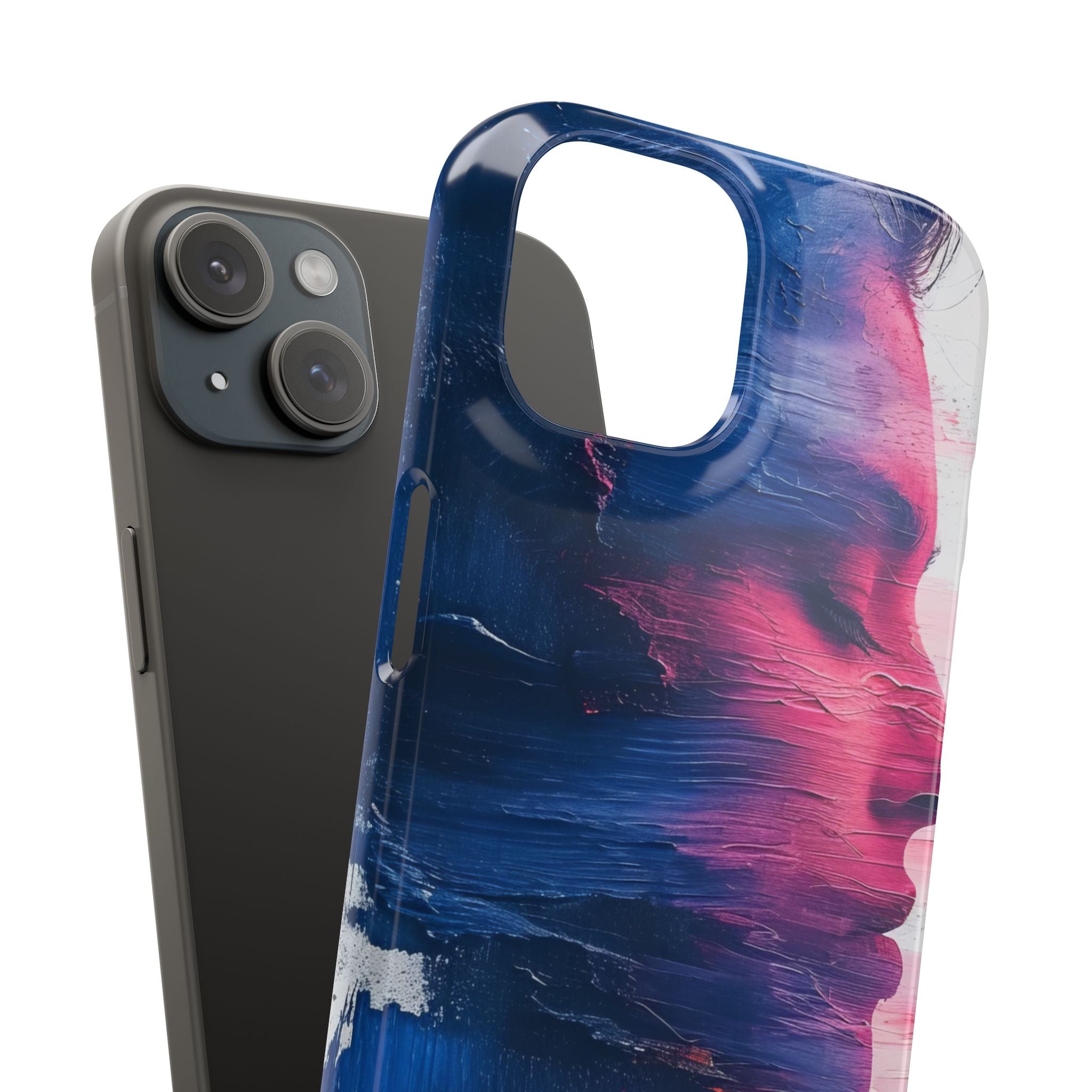 Blue Magenta Portrait - Slim iPhone 15 Phone Case