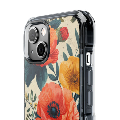 Vibrant Botanical Poppies - Clear Impact iPhone 14 Phone Case