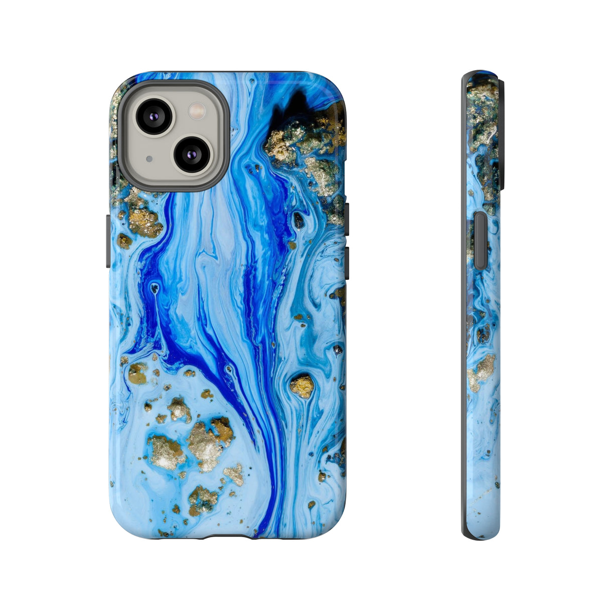 Blue Ice Ink Art iPhone Case (Protective) iPhone 14 Glossy Phone Case