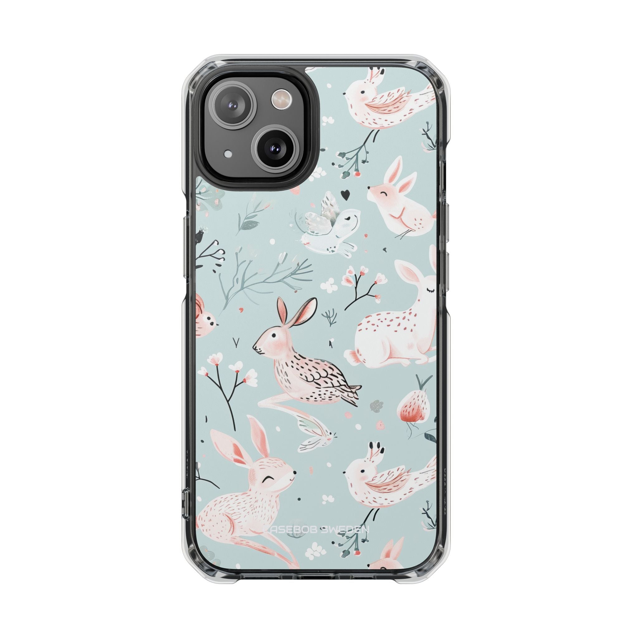 Whimsical Bunny Blossom - Clear Impact iPhone 14 Phone Case