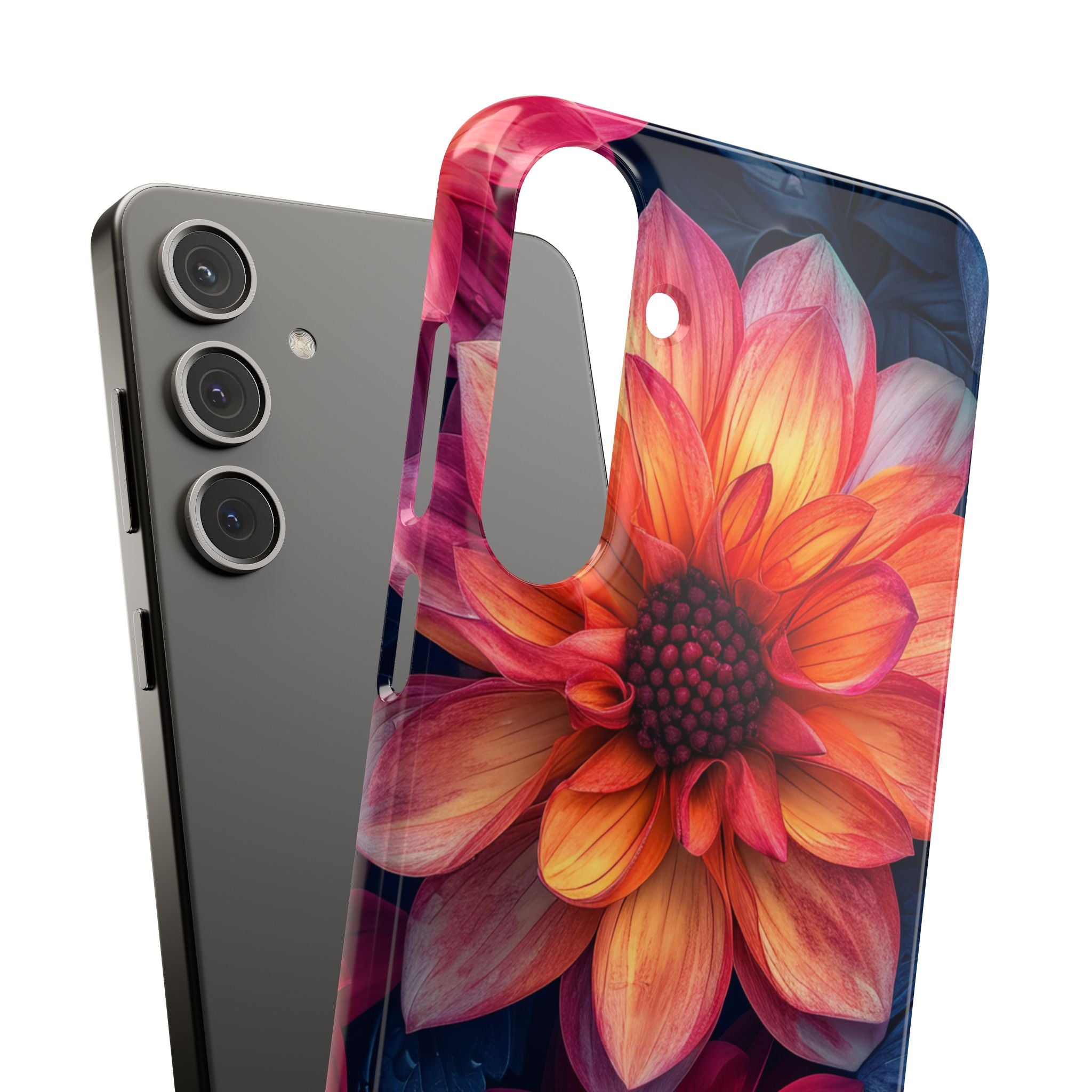 Floral Harmony Orange Blue - Slim Samsung S24 Phone Case