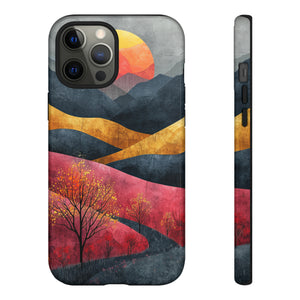 Nature's Geometry: Bright Sunset Mountain - Protective Phone Case