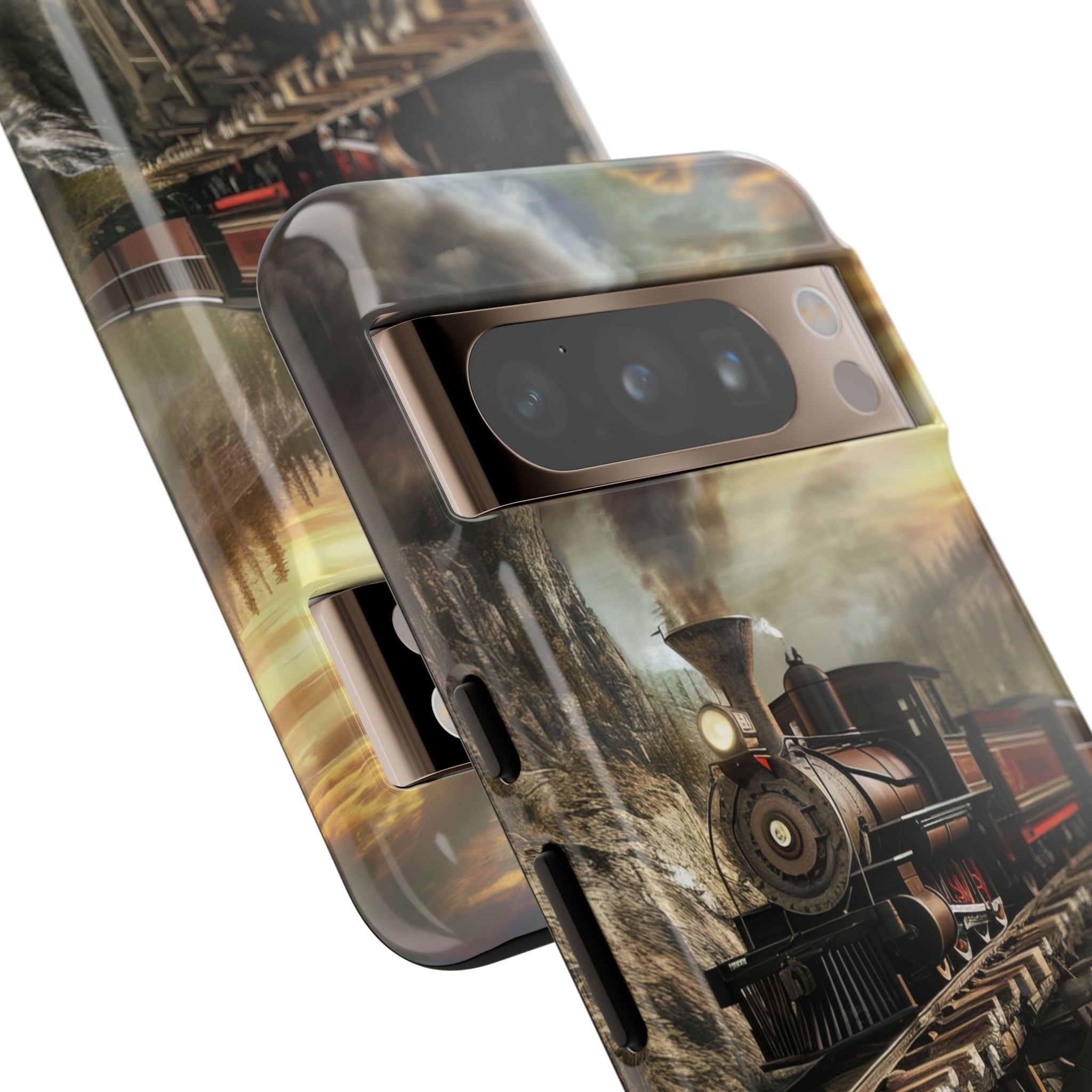 Vintage Steam Train Crossing Mountain Bridge Google Pixel 8 - Tough Phone Case