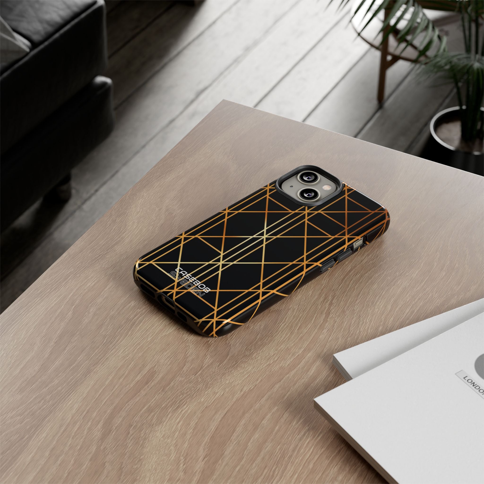 Golden Geometric Elegance iPhone 14 - Tough