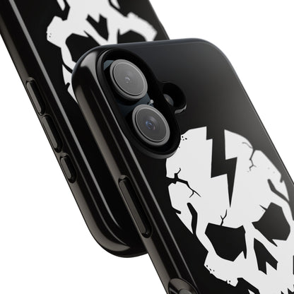 Minimalist White Skull Lightning Bolt Icon iPhone 16 - Tough