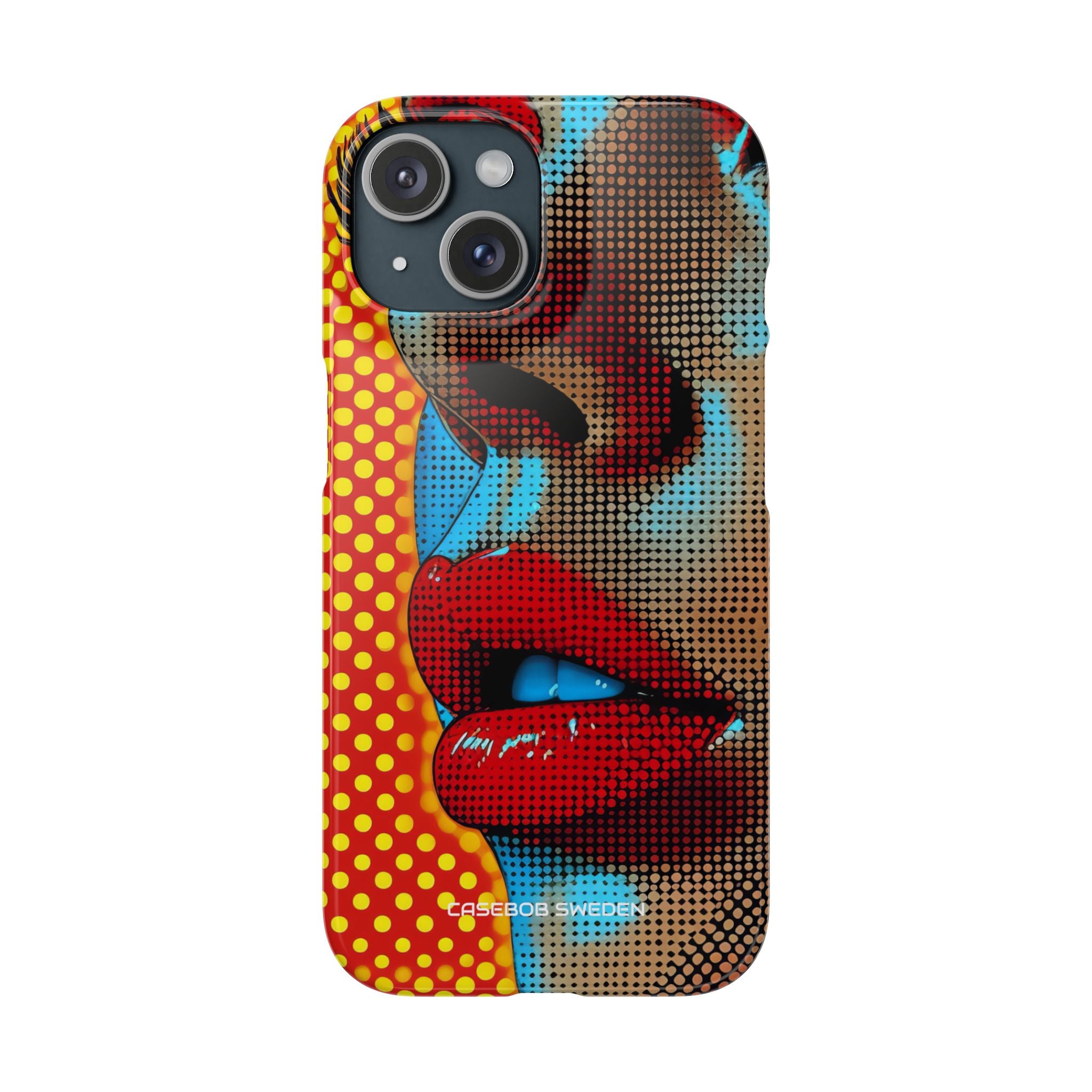 Yellow Red Pop Art Portrait - Slim iPhone 15 Phone Case