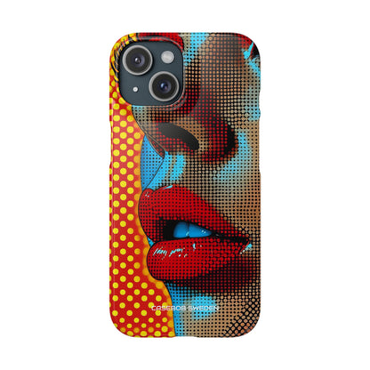 Yellow Red Pop Art Portrait - Slim iPhone 15 Phone Case