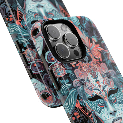 Mystic Teal Coral Mask - Tough + MagSafe® iPhone 16 Phone Case