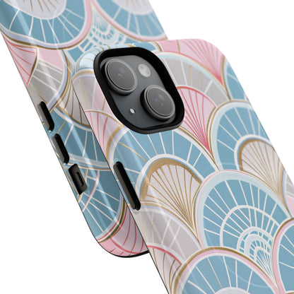 Art Deco Pastel Fan Pattern - Tough + MagSafe® iPhone 15 Phone Case