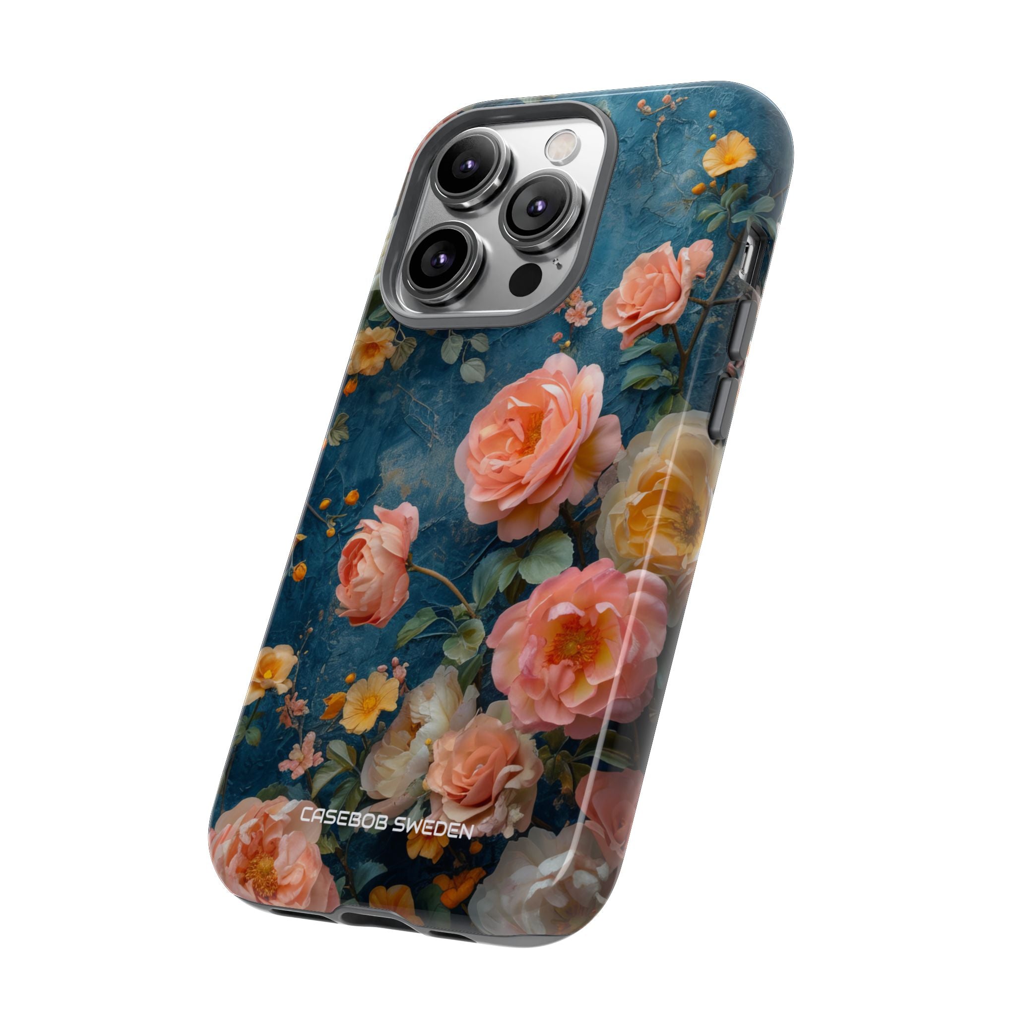 Blue Floral Elegance - Tough iPhone 14 Phone Case