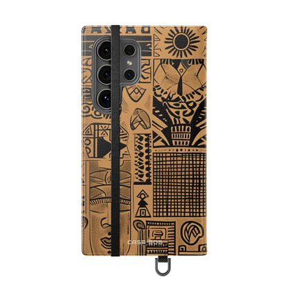 Taivaalliset kasvot ruskea - Samsung S24 Ultra -lompakkokotelo