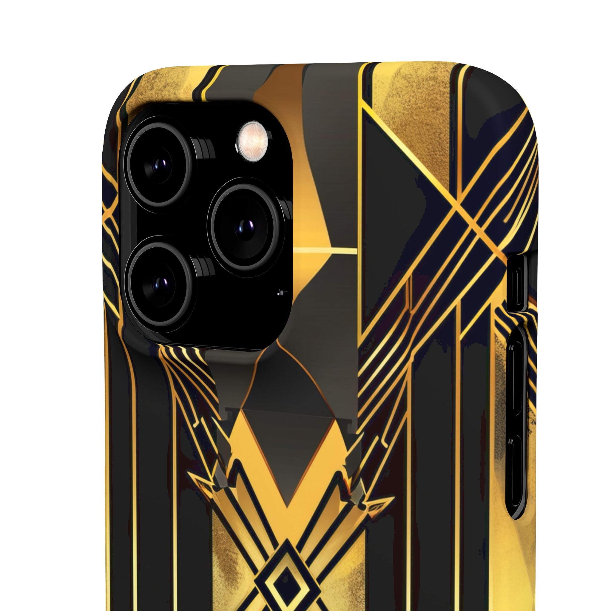 Golden Geometric Elegance iPhone 14 - Slim Phone Case