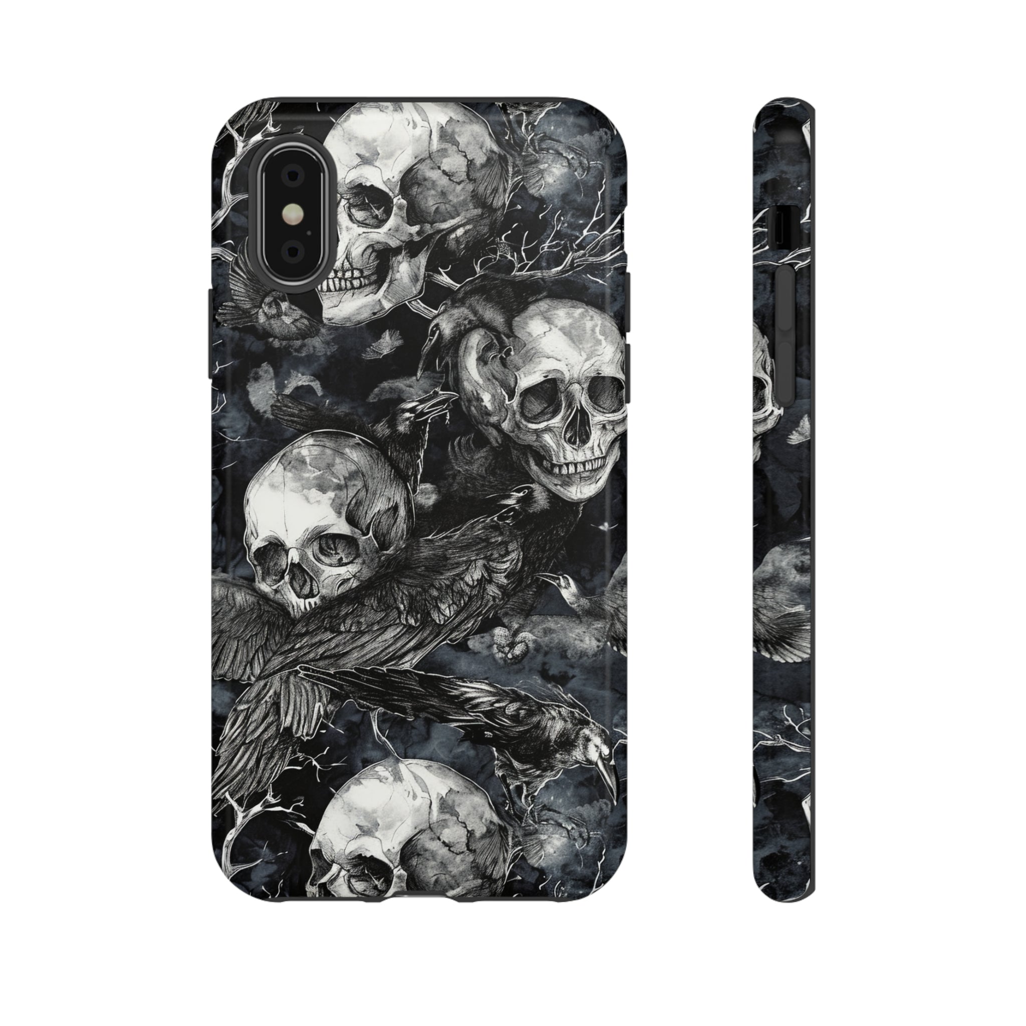 Skulls and Ravens Gothic - Protective Phone Case