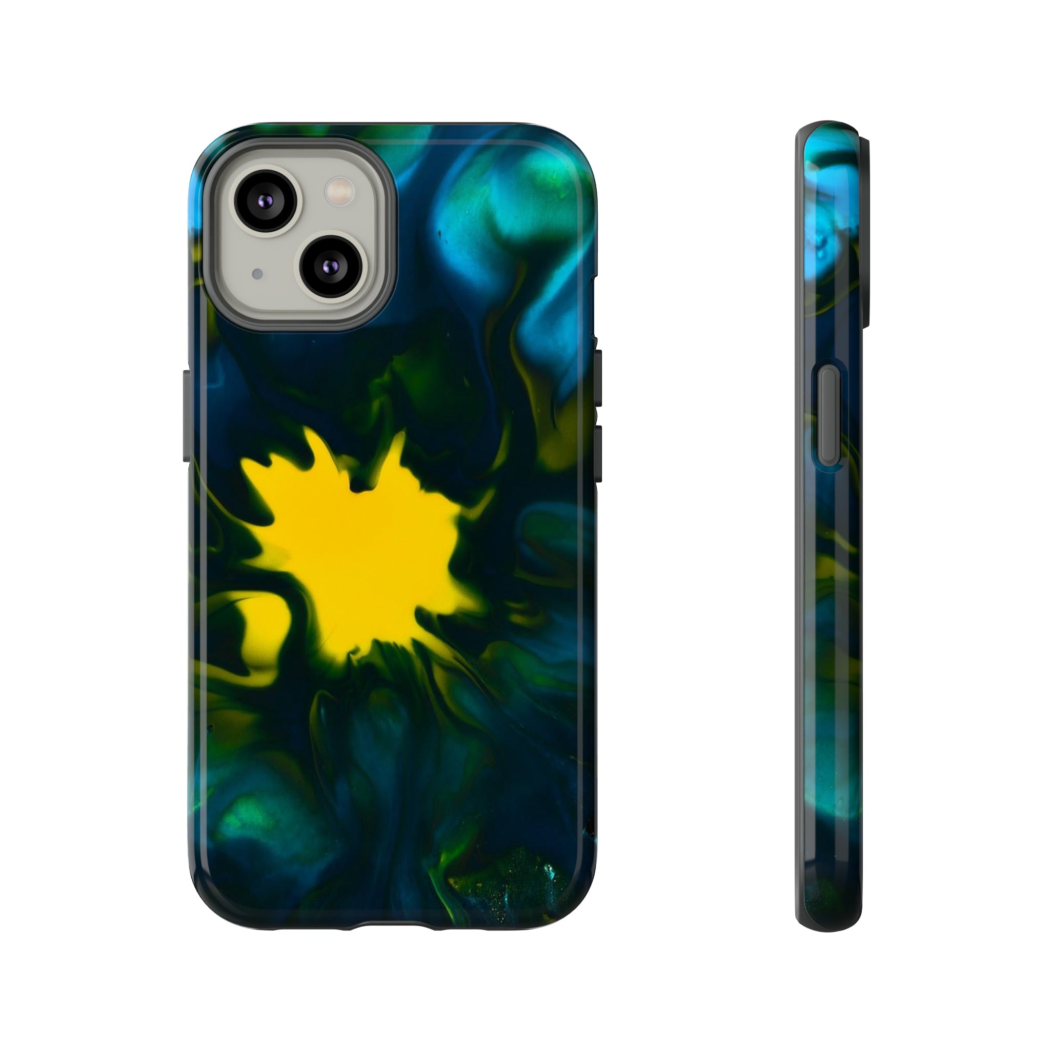 Yellow Spot Ink Art - Protective Phone Case