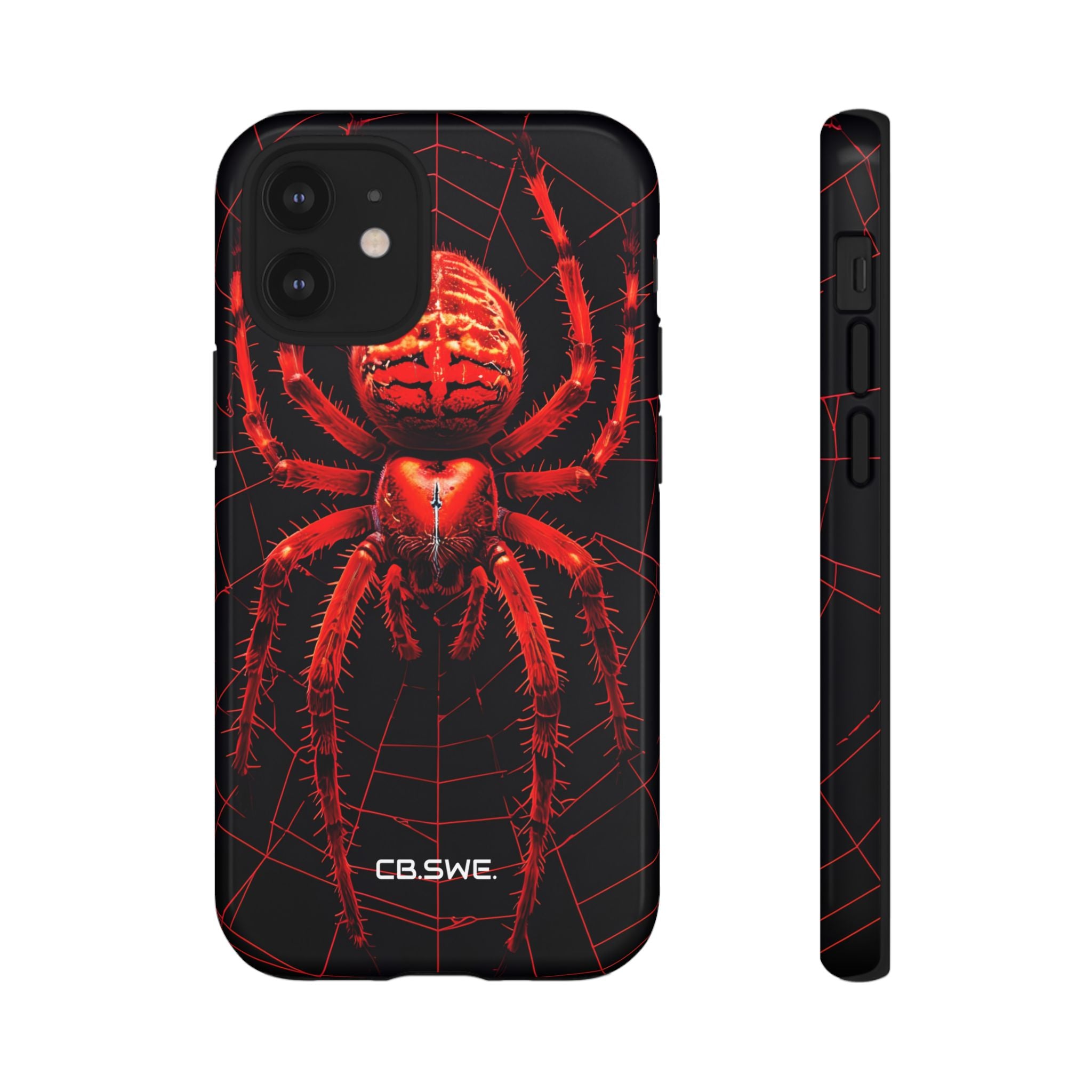 Vivid Neon Red Spider Intricate Web iPhone 12 - Tough