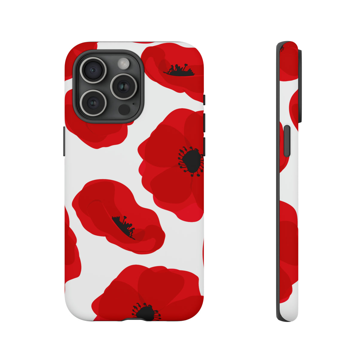 Red poppies on white iPhone case (Protective) - Protective Phone Case