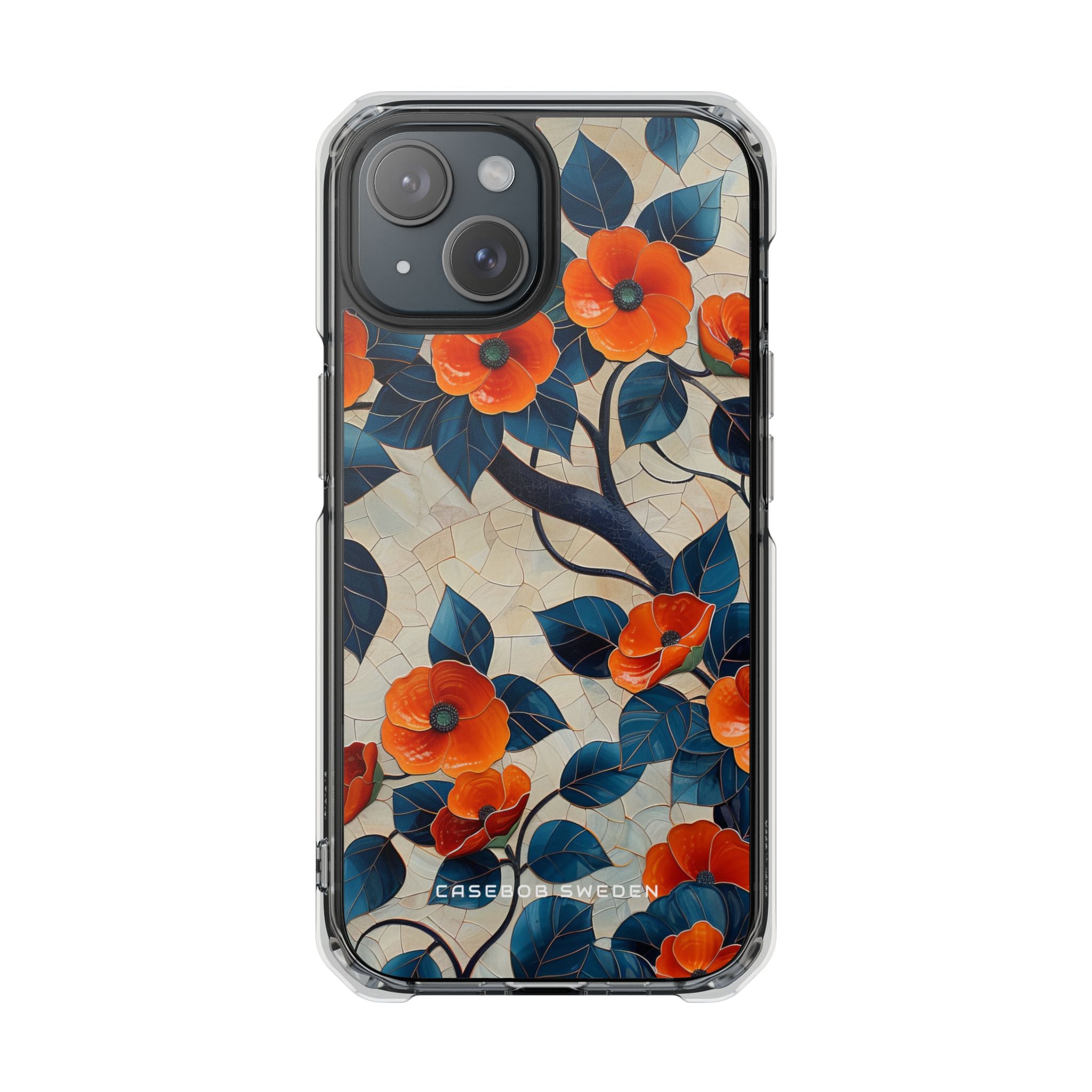 Orange Blossoms Mosaic Harmony iPhone 15 - Clear Impact Phone Case