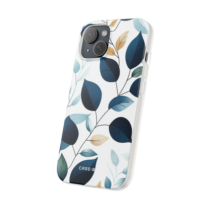 Navy Leaf Veins iPhone 15 Case - Soft