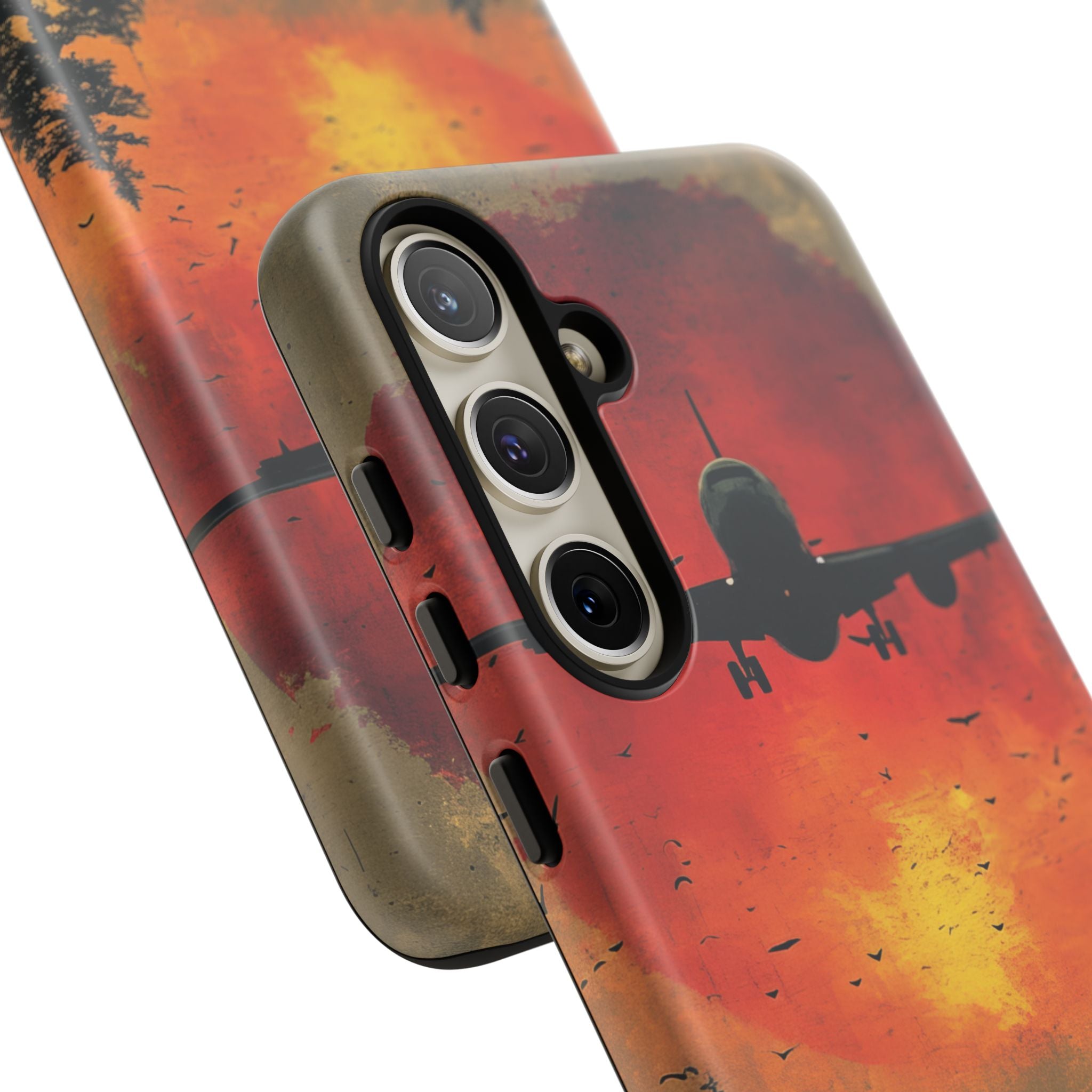 Vintage Sunset Airplane Silhouette Samsung S24 - Tough Phone Case